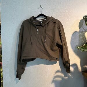 Olive Green Cropped Hoodie